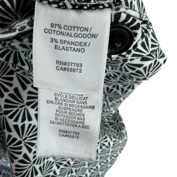 Laundry By Shelli Segal Black White Fan Print Cotton Chino Shorts Size 10 - Picture 8 of 9